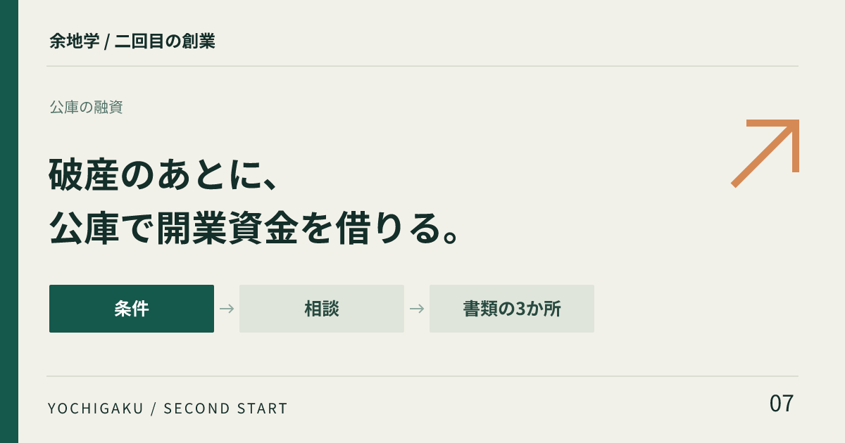 破産のあとに、 公庫で開業資金を借りる。